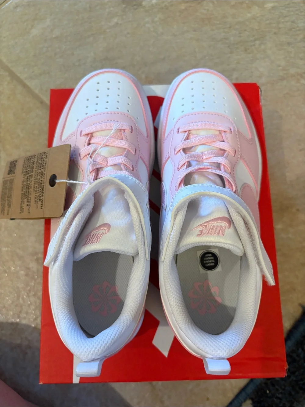 Nike Kids White and Pink Low-Top Sneakers